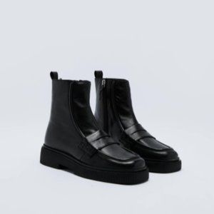 Nasty Gal Real Leather Loafer Ankle Boots